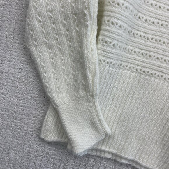 ZARA Women’s White Knit Sweater Size M NWT Bow Tie V-Neck Pullover Long Sleeve * - Picture 14 of 16